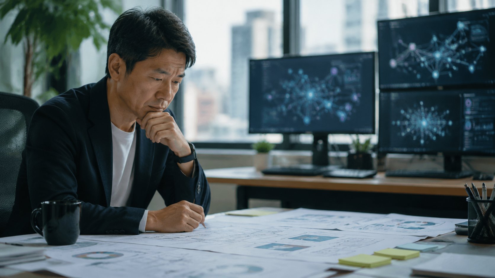 AI開発における人材確保やスキル面の課題を表すイメージ